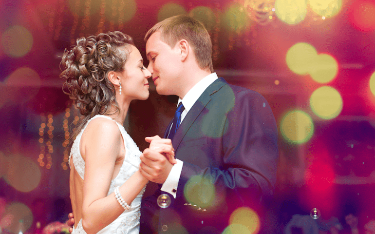 Couple at their wedding