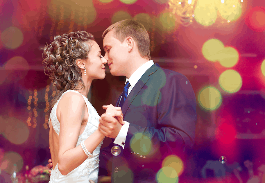 Couple at their wedding