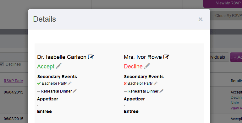 Edit my online RSVP 