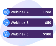 Sell tickets online for upcoming webinars