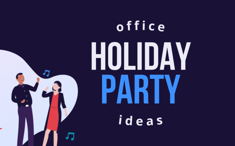 Text "Office Holiday Party Ideas"