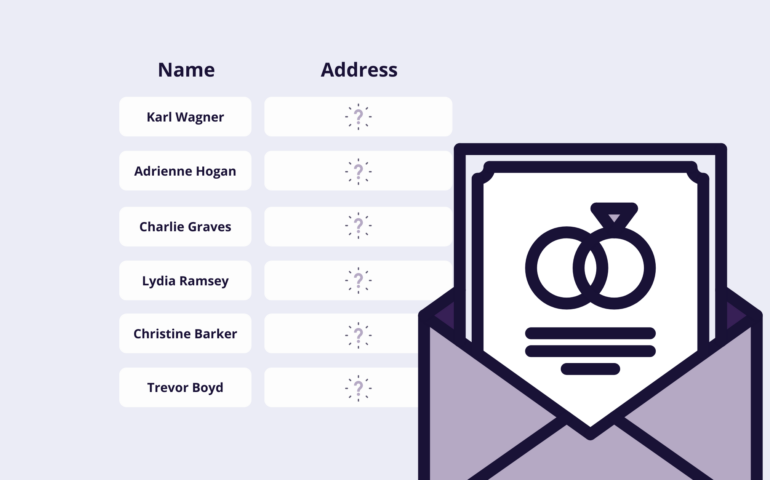 Wedding invite list with missing addresses
