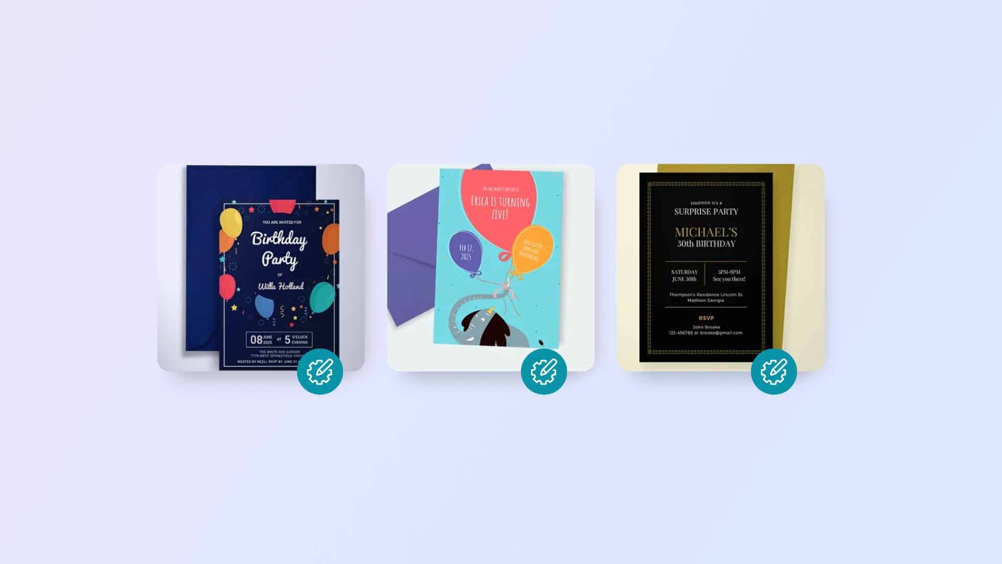 3 examples of unique birthday invitation templates