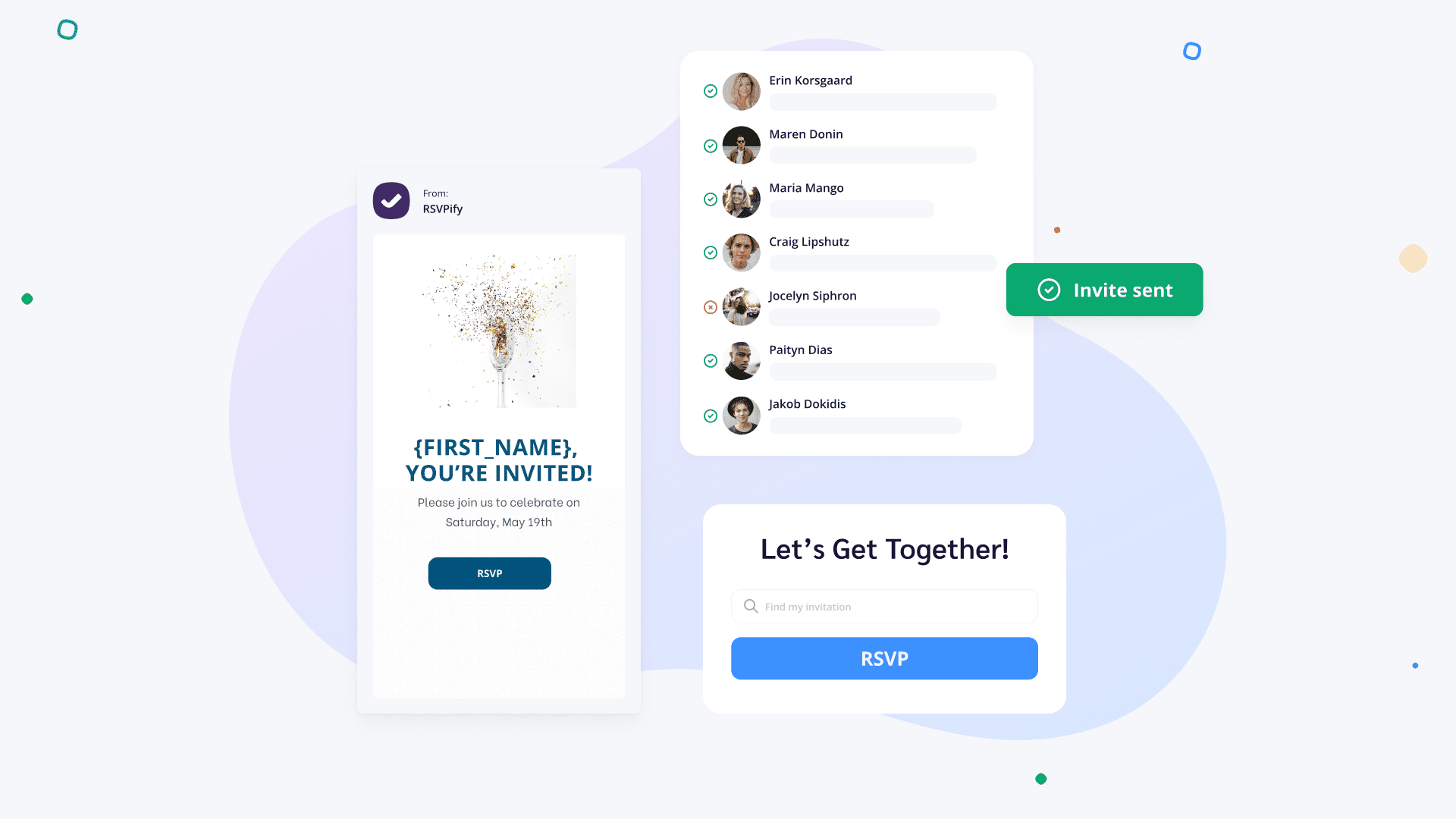 Illustration of an email invitation and online RSVP form